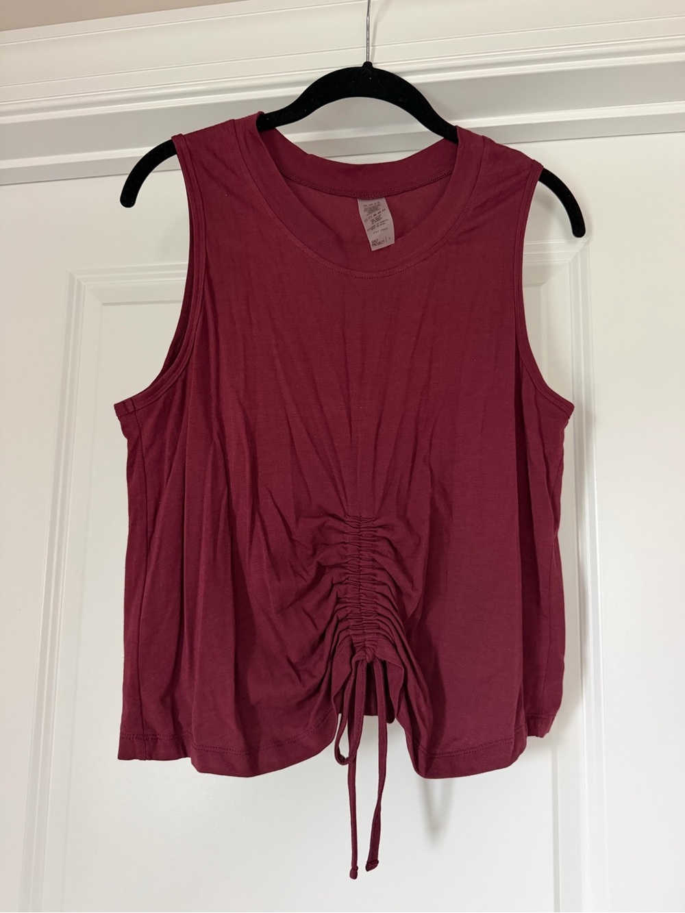 Salt Project Women’s Sleeveless Ruched Front Tank Top - Burgundy